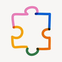 Colorful puzzle piece pop doodle line art vector