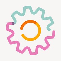 Colorful gear pop doodle line art vector