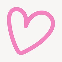 Pink heart pop doodle line art vector
