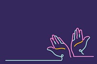 Charity hands doodle border, purple background