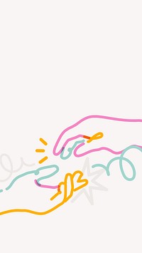 Helping hands iPhone wallpaper, line art doodle border