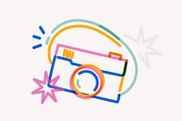 Colorful camera doodle, white background