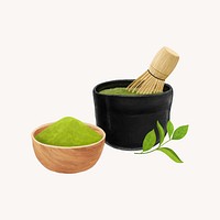 Matcha tea, Japanese drinks illustration