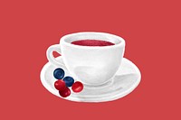 Berry tea aesthetic illustration background