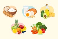 Food nutrition health set illustration psd