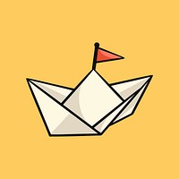 Colorful paper boat retro element vector