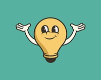 Light bulb, colorful retro illustration