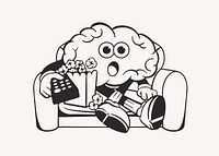 Brain, retro line illustration vector