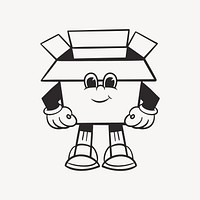 Box character, retro line illustration vector