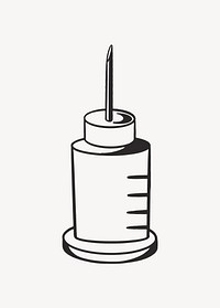 Syringe needle retro line illustration, collage element vector