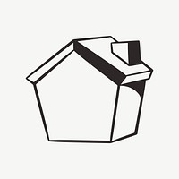 House symbol retro line illustration, design element psd