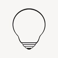 Light bulb retro line illustration, collage element vector
