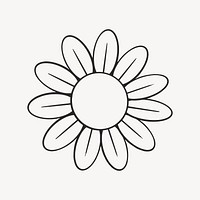 Cartoon flower retro line illustration