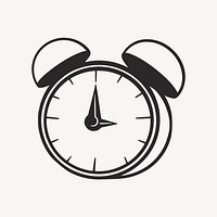 Alarm clock retro line illustration, collage element vector