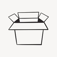 Cardboard box retro line illustration