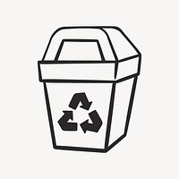 Recycling bin retro line illustration, collage element vector