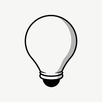 Light bulb retro line illustration, design element psd