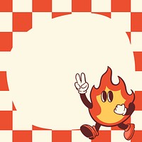 Red hot fire retro frame background