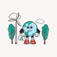 Earth environment retro illustration, white design