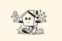 House mortgage retro illustration, yellow design