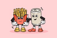 Drink and fries retro illustration, pink design