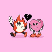 Cartoon relationship retro illustration, pink design