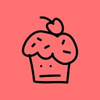 Cherry cupcake dessert doodle graphic