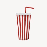 Red striped paper cup, food packaging illustration vector