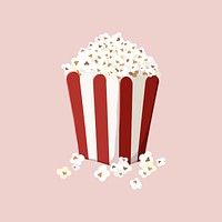 Movie popcorn bucket, food illustration vector