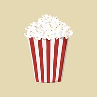 Movie popcorn bucket, food illustration vector