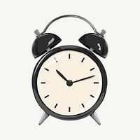 Black alarm clock, object illustration psd