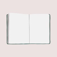 Open notebook, aesthetic stationery illustration vector