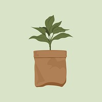 Paper bag planter, environment illustration vector