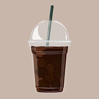 Iced black coffee, beverage illustration vector