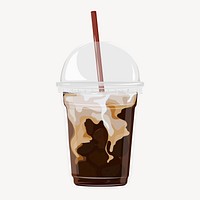 Iced latte coffee, morning beverage illustration vector