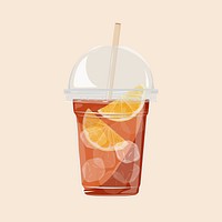 Lemon iced tea, refreshment illustration vector