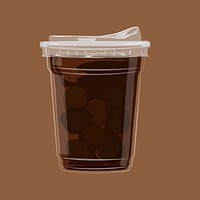 Iced black coffee, drink illustration  vector