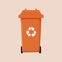 Orange recycle bin, environment illustration