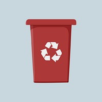 Red recycle bin, environment illustration