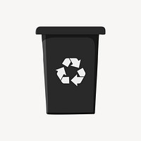 Black recycle bin, environment illustration