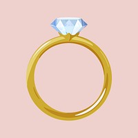 Blue diamond ring, jewelry illustration vector