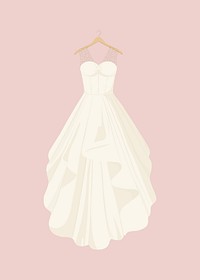 White wedding gown, bride fashion illustration