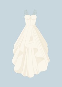 White wedding gown, bride fashion illustration vector