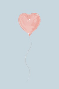 Pink heart balloons, Valentine's celebration illustration