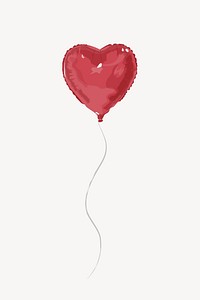 Red heart balloon, Valentine's celebration illustration