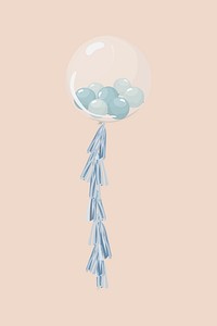 Blue bubble balloon, celebration illustration