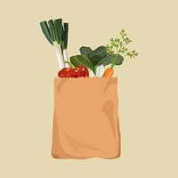 Healthy food grocery bag illustration