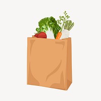 Grocery shopping bag, healthy food illustration vector