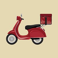 Red scooter, delivery service illustration  vector