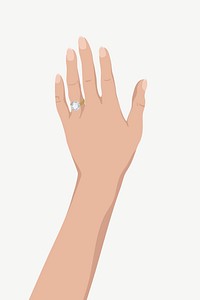 Engaged woman hand illustration psd